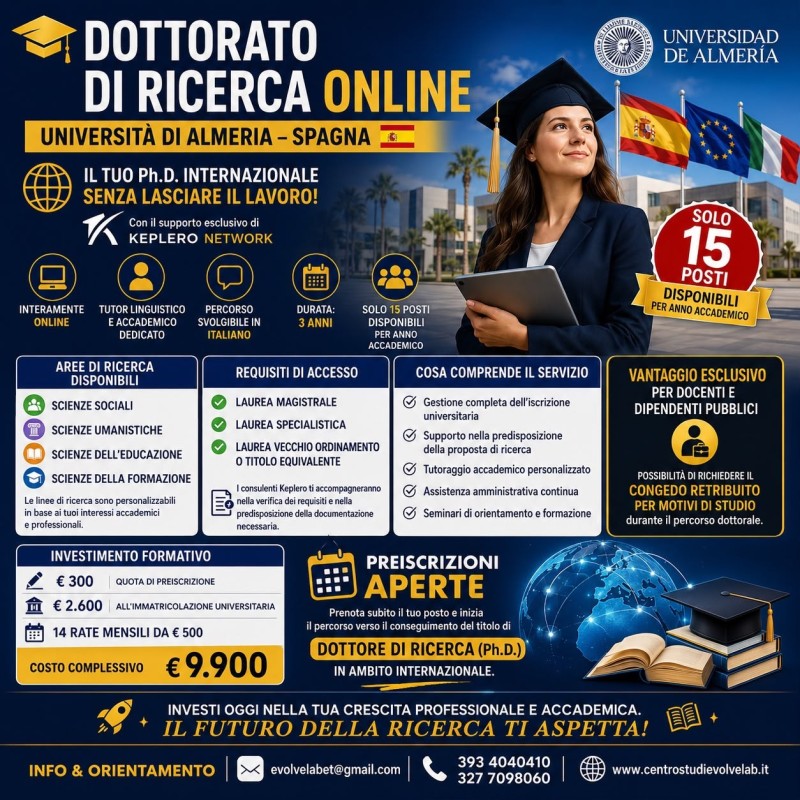 🚀🎓 DOTTORATO DI RICERCA ONLINE – UNIVERSITÀ DI ALMERIA (SPAGNA) 🇪🇸