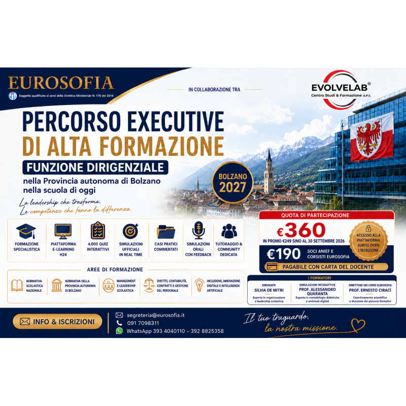 🚀🎓 BOLZANO 2027 – PERCORSO EXECUTIVE DI ALTA FORMAZIONE PER LA FUNZIONE DIRIGENZIALE 🏔️📚